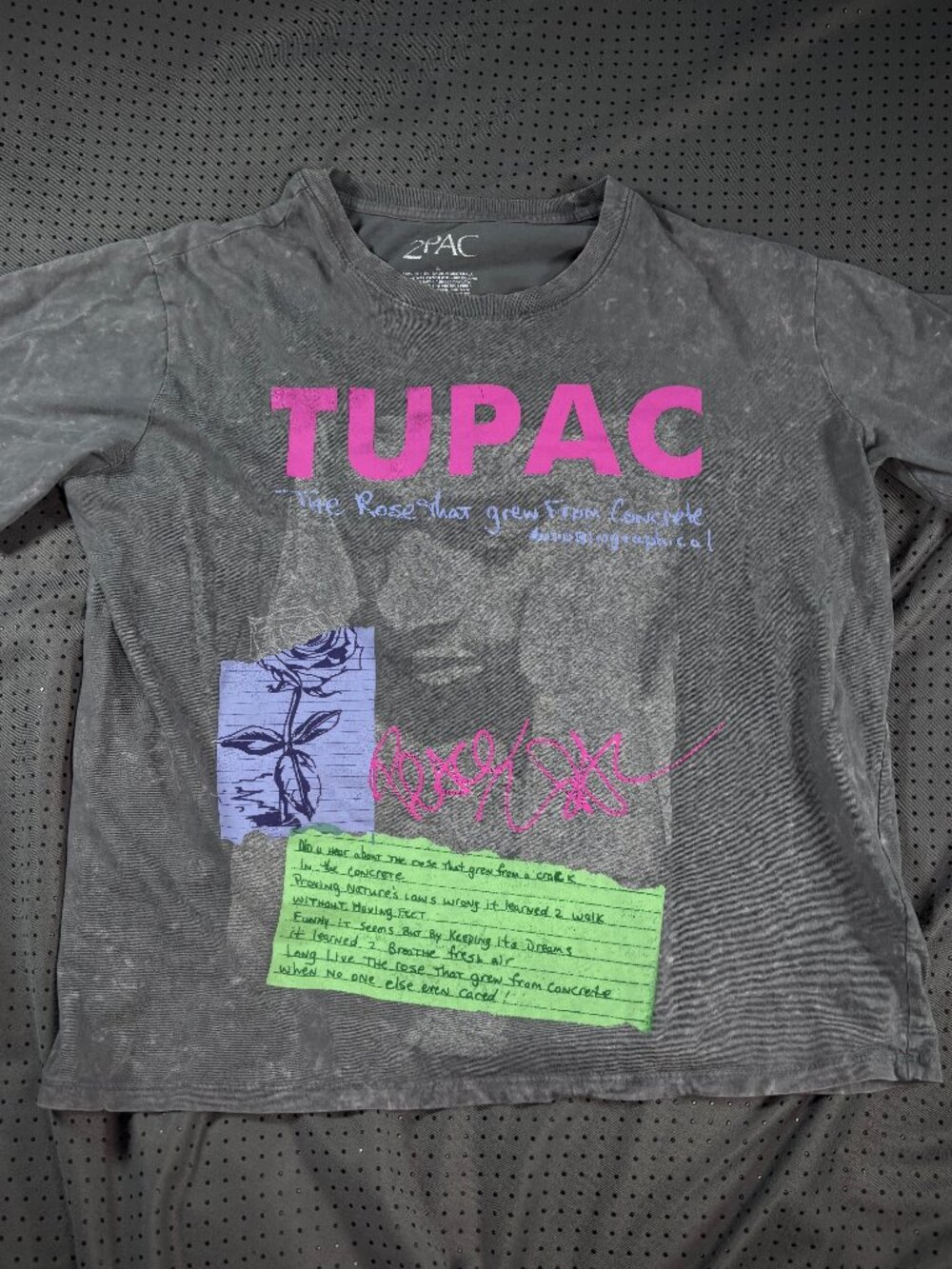 Tupac 2Pac Graphic Acid Wash T Shirt Size L